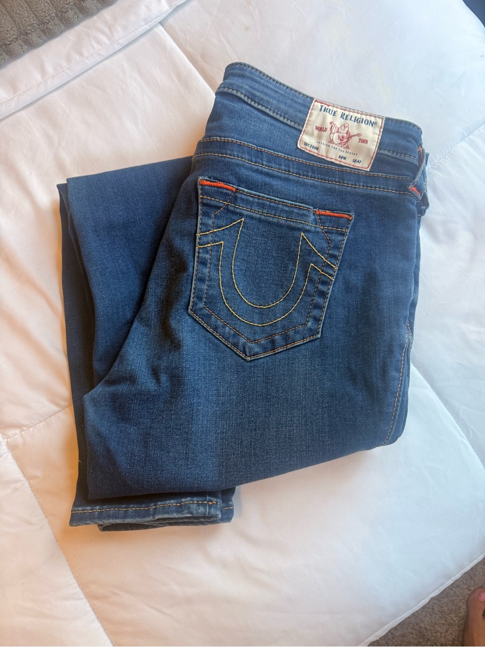 True Religion Women's Indigo Skinny Jeans with Contrast Stitching